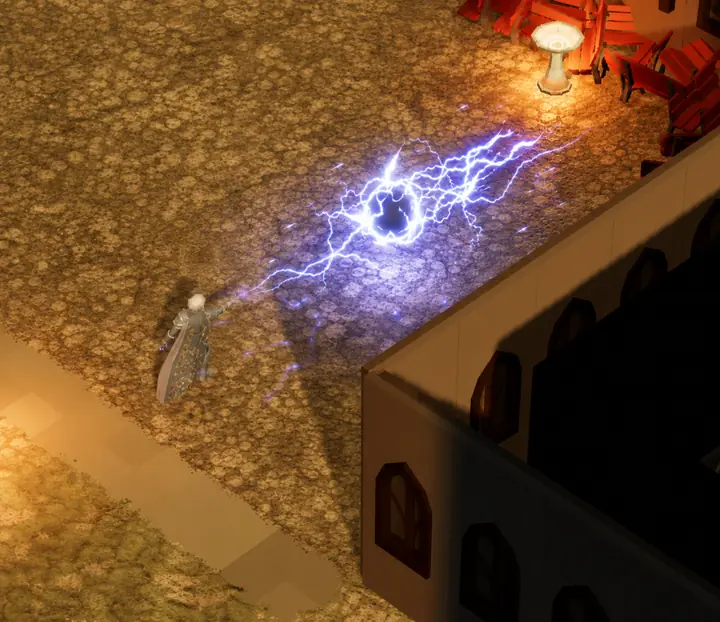 Void Orb — Mage discipline — a crackling sphere of storm energy tears through the air.