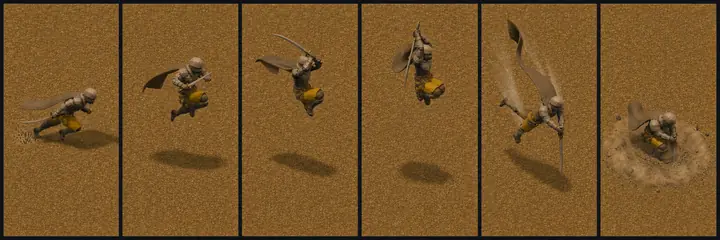 Skyfall Strike — Warrior discipline — leap, arc, and crash down blade-first.