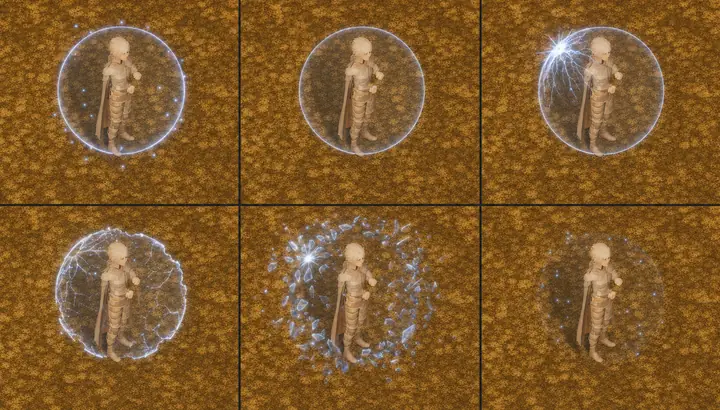 Bubble Ward — Mage discipline — a protective sphere cracks and scatters into light.