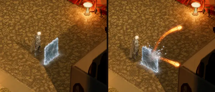 Rime Wall — Mage discipline — a wall of ice stops a fireball dead.