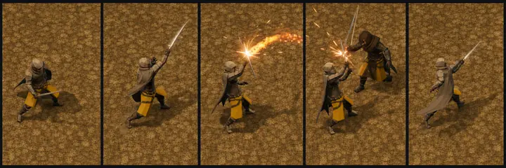 Sparkblade — Warrior discipline — a rising cut that throws sparks off steel.