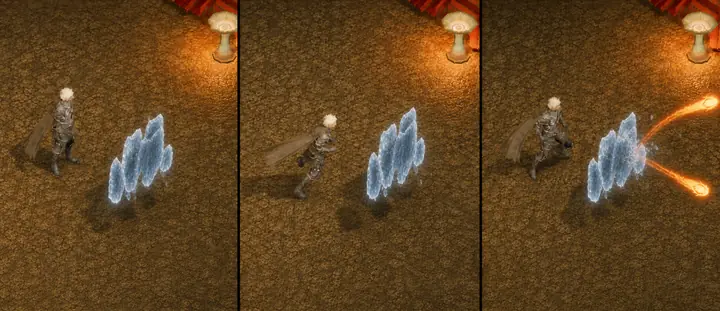 Rime Wall — Mage discipline — ice rises between the caster and the flame.