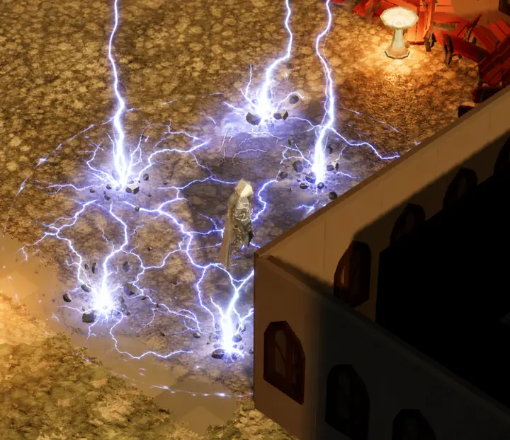 Tempest — Mage discipline — lightning strikes all around the caster.