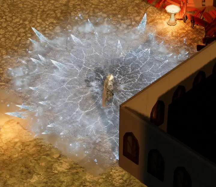 Frost Nova — Mage discipline — the ground freezes over in a burst of ice spikes.